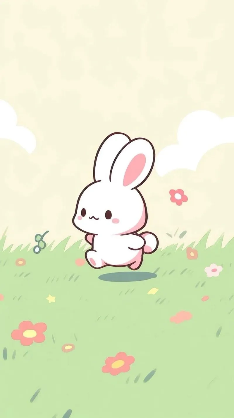 Lưu con thỏ cute hình bánh bao chibi để làm hình nền