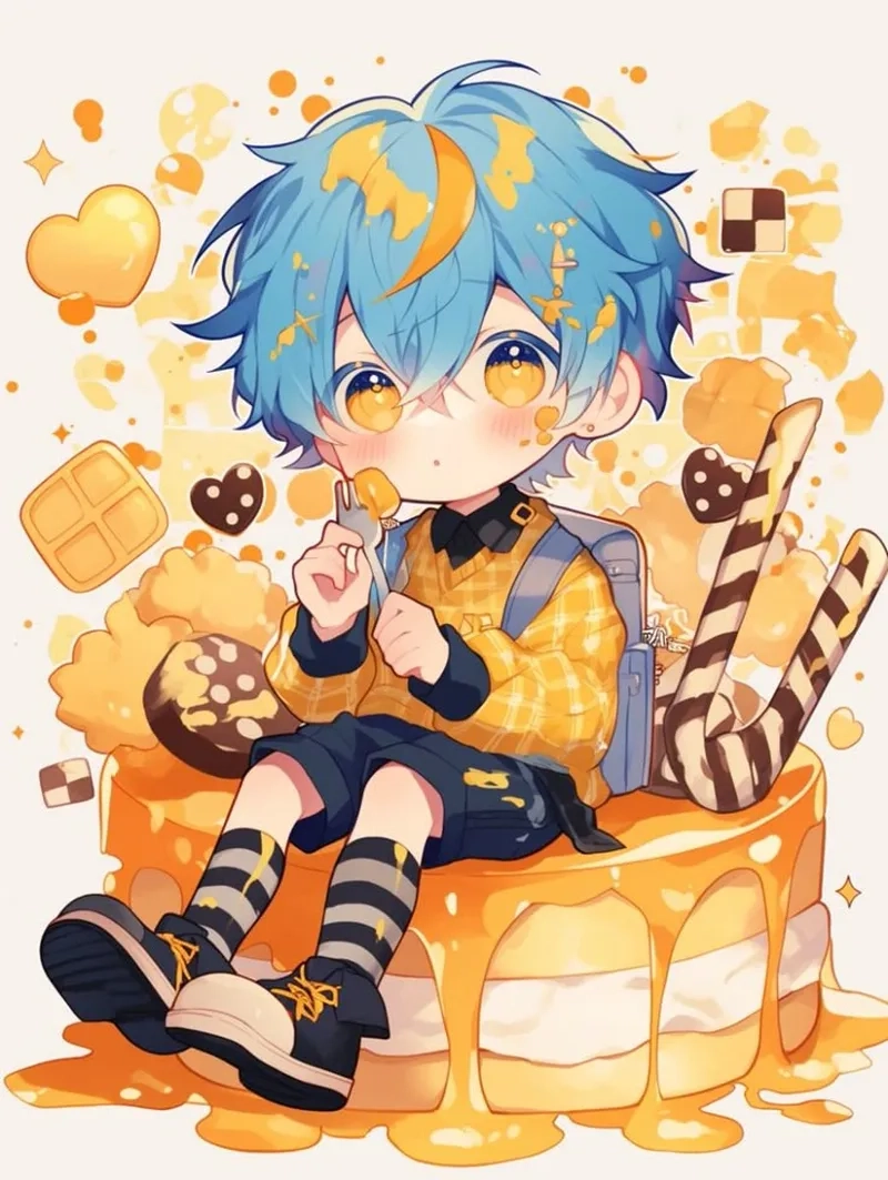 Avatar cute anime chibi boy với biểu cảm siêu dễ thương
