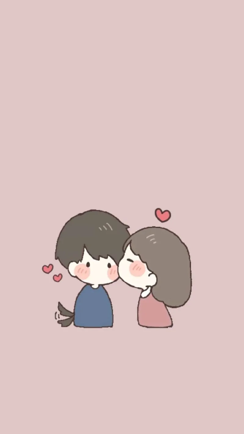 Avatar cặp đôi cute chibi làm mới màn hình điện thoại