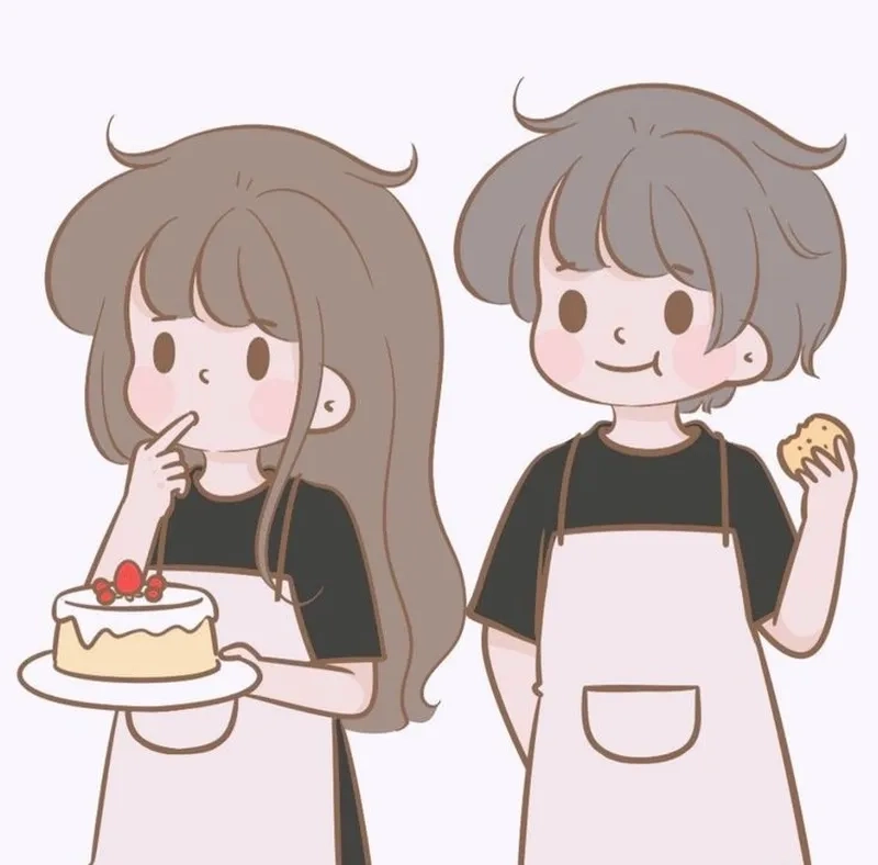 Avatar cute chibi đôi mang phong cách anime siêu dễ thương