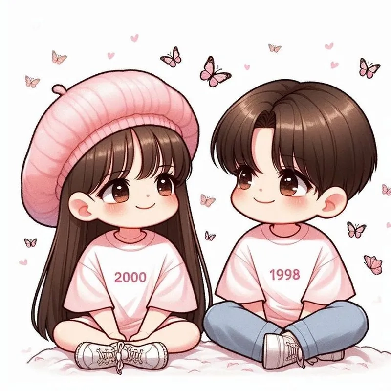 Avatar cặp đôi hình cute chibi làm mới trang cá nhân