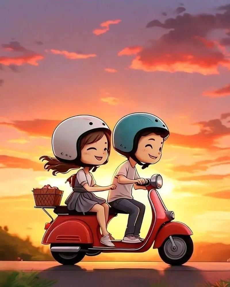 Chibi cute ảnh avatar đôi cho cặp đôi thêm phần dễ thương