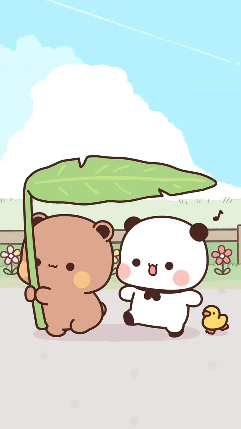 Ảnh gấu cute chibi làm hình nền điện thoại siêu dễ thương