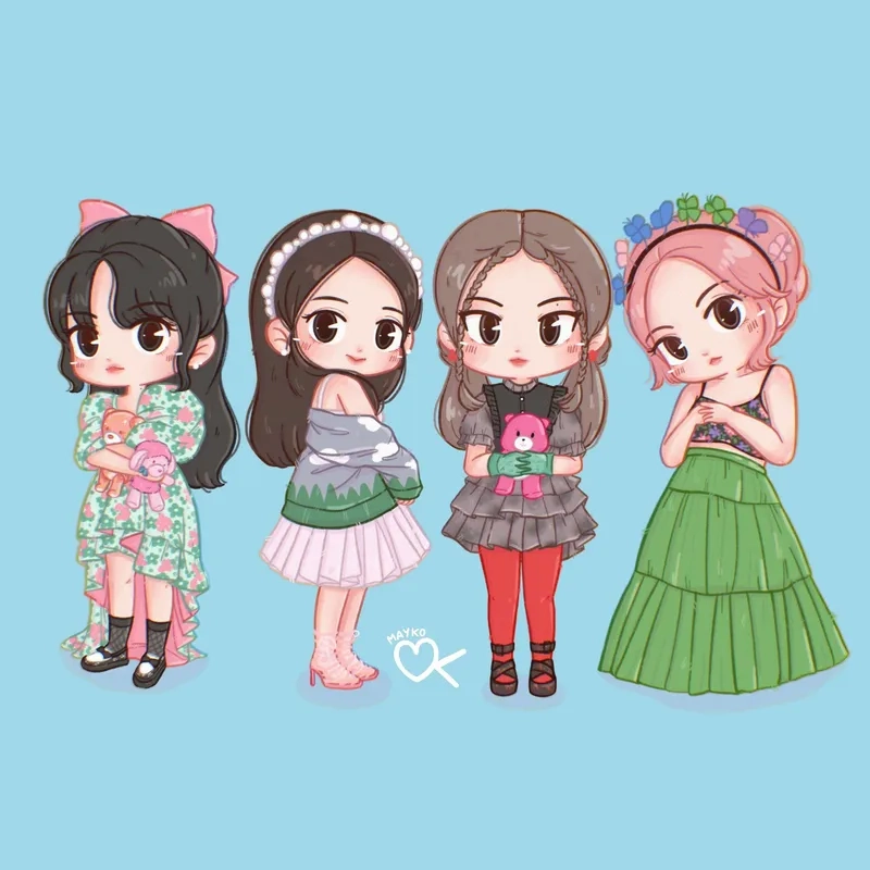 Tải black pink chibi cute để làm hình nền siêu đáng yêu