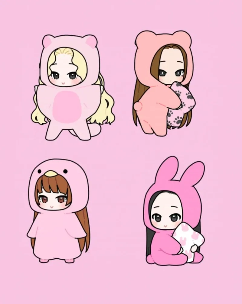 Lưu ảnh black pink chibi để làm hình nền siêu yêu