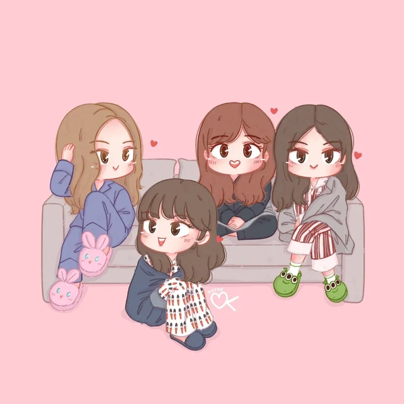 Ngắm ảnh blackpink chibi cute với nét vẽ dễ thương