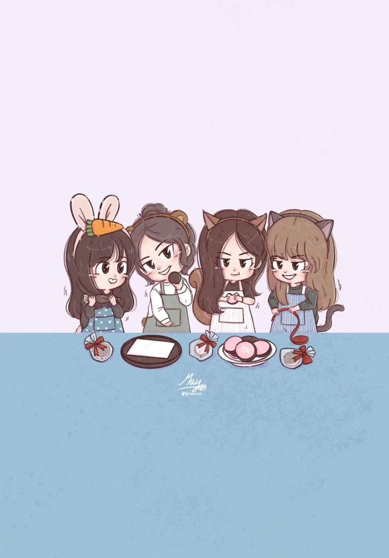 Ngắm chibi blackpink cute với nét vẽ siêu đáng yêu