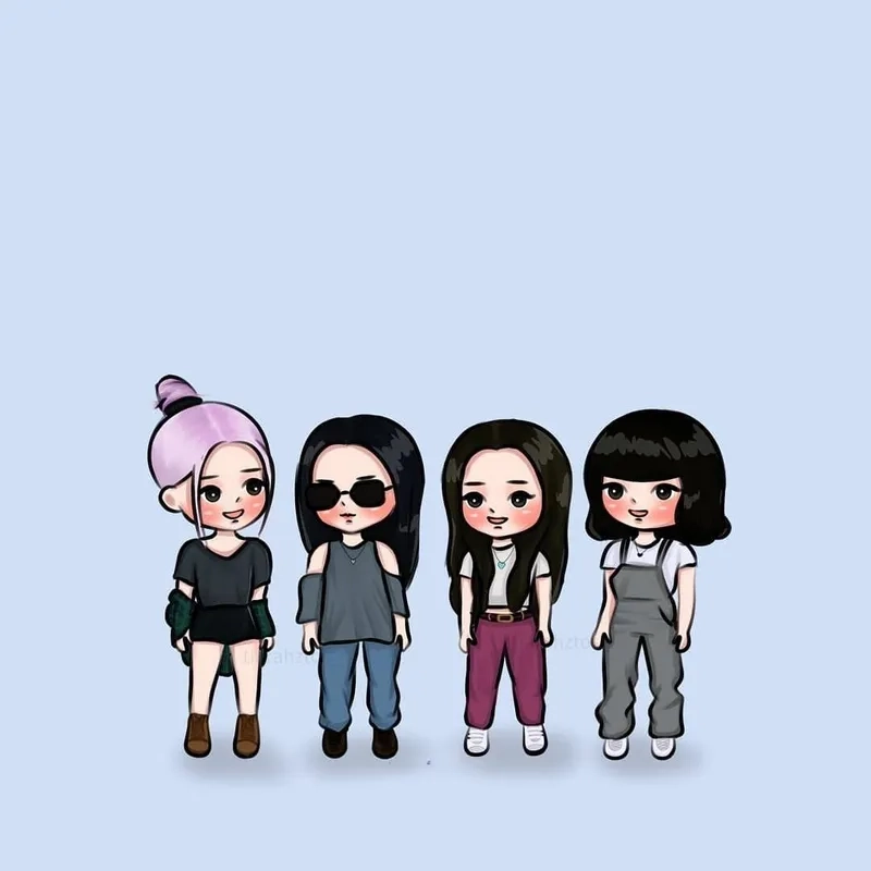 Ngắm hình ảnh black pink chibi với nét vẽ siêu cute