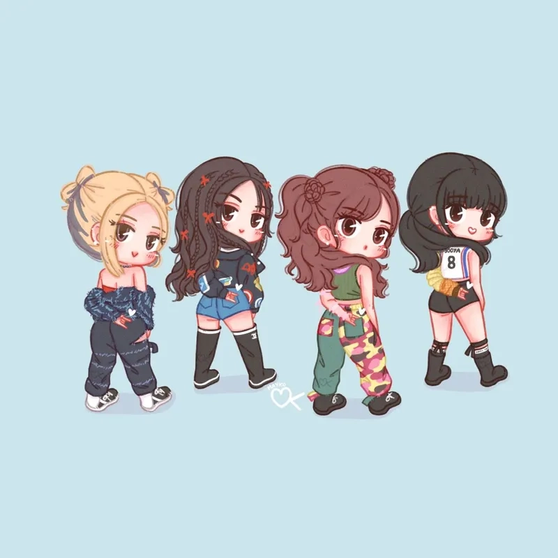 Lưu ảnh blackpink chibi how you like that để làm avatar