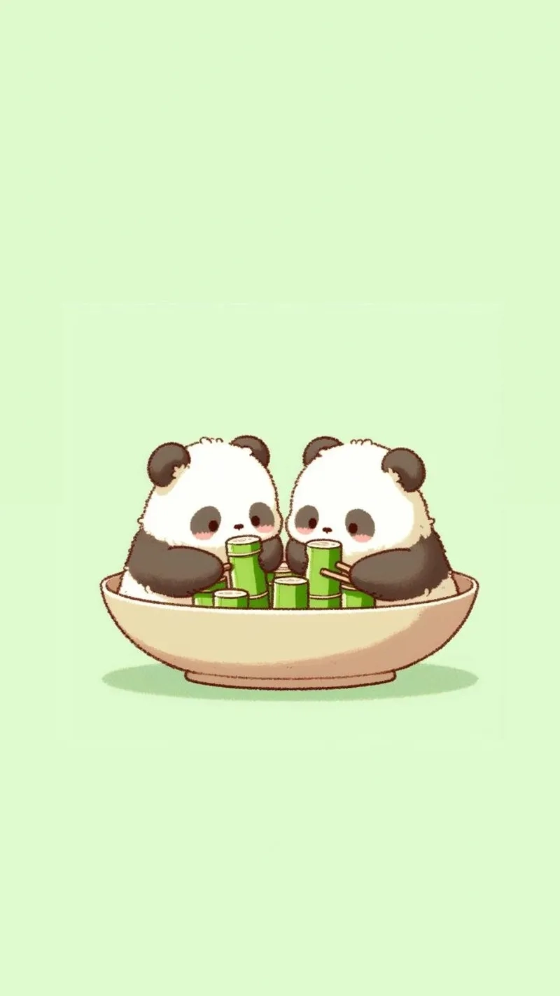 Tải ảnh chibi gấu trúc để làm mới giao diện điện thoại
