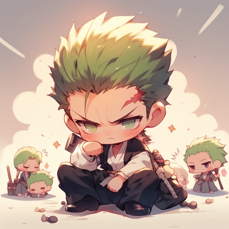 Tải ngay chibi Zoro siêu ngầu cho bài đăng của bạn
