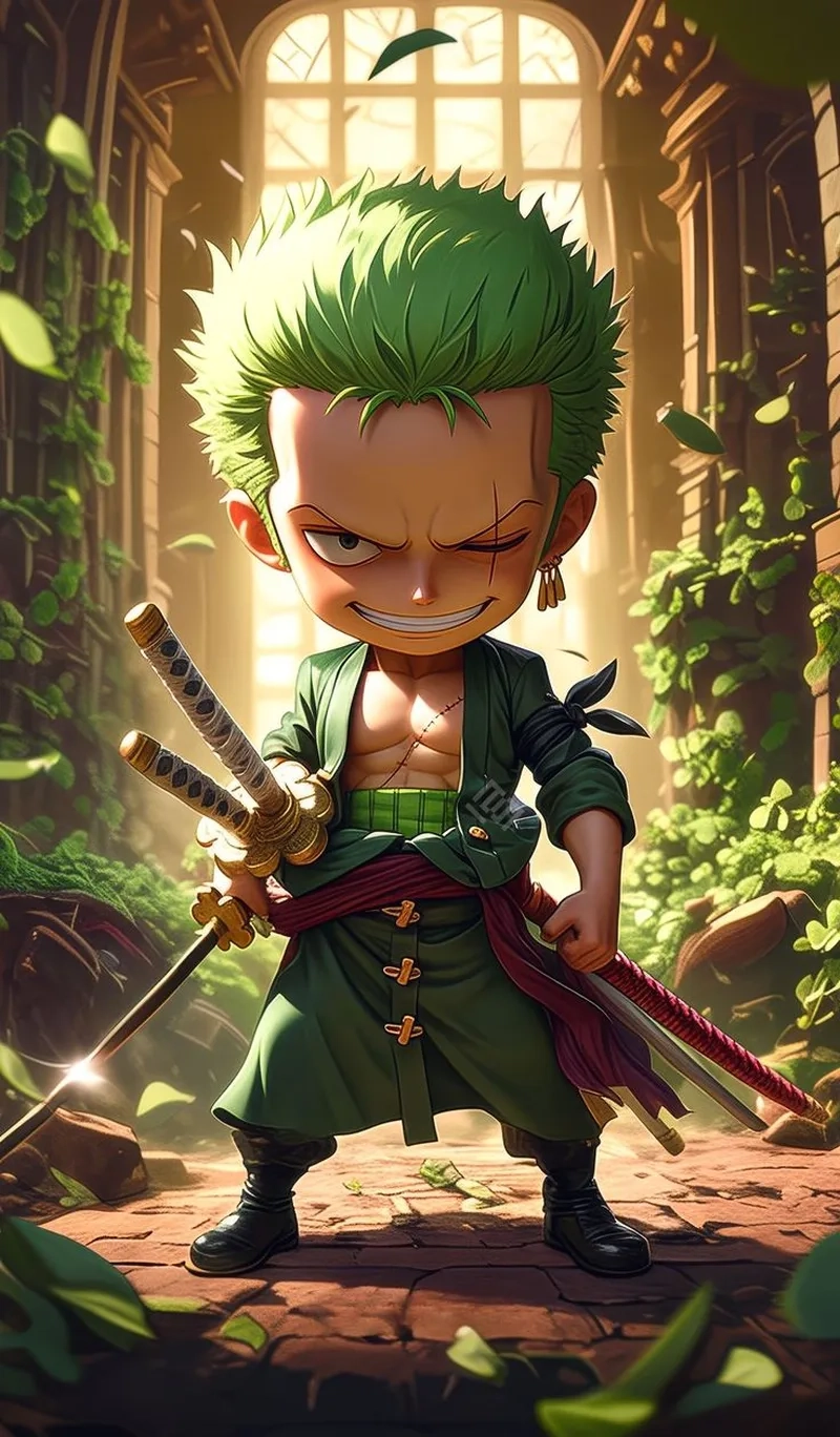 Sử dụng chibi Zoro cute để làm đẹp bài viết anime