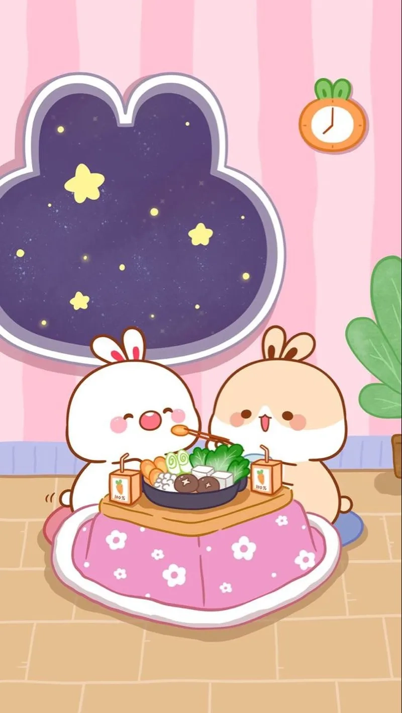 Lưu hình con thỏ chibi cute để làm hình nền yêu thích