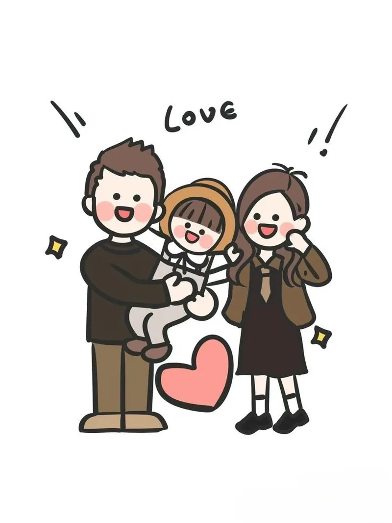 Tải về ảnh gia đình chibi cute để làm hình nền siêu dễ thương