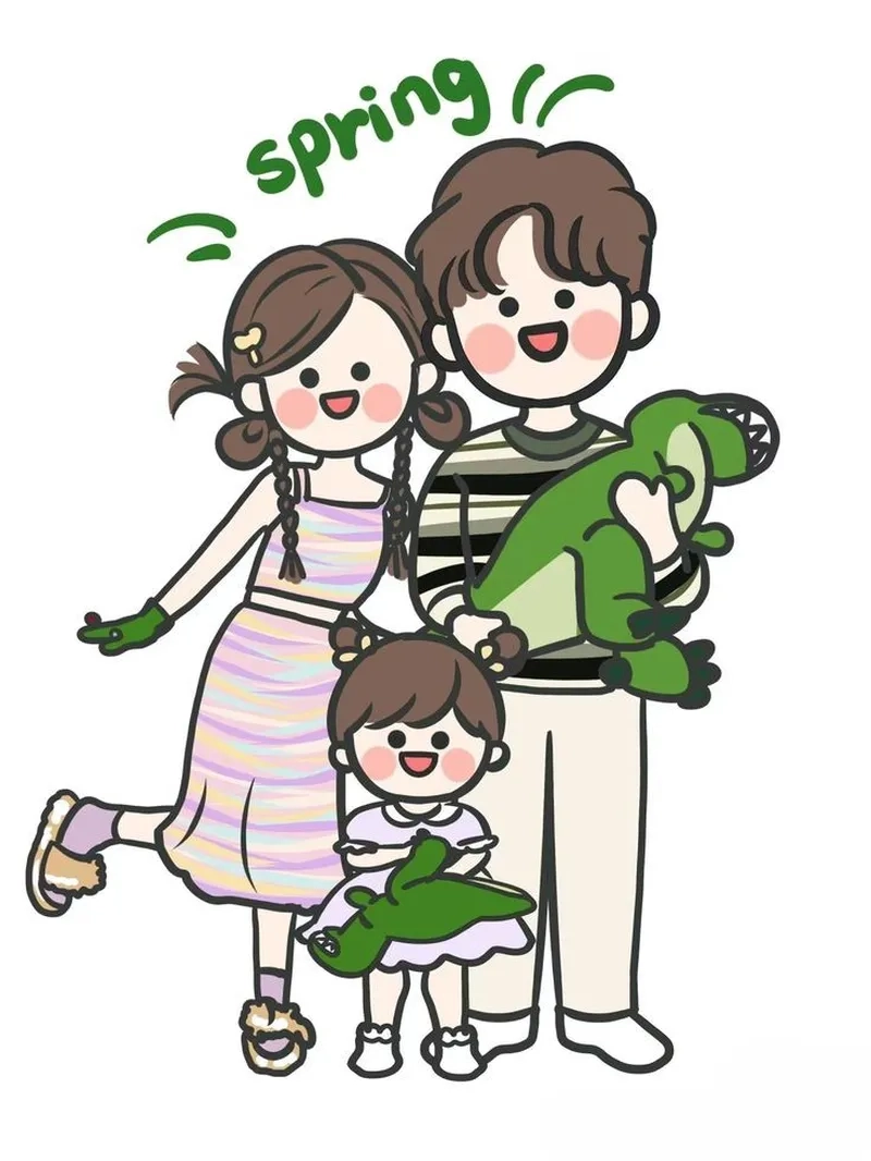 Tải ngay gia đình hạnh phúc chibi để làm hình nền độc đáo