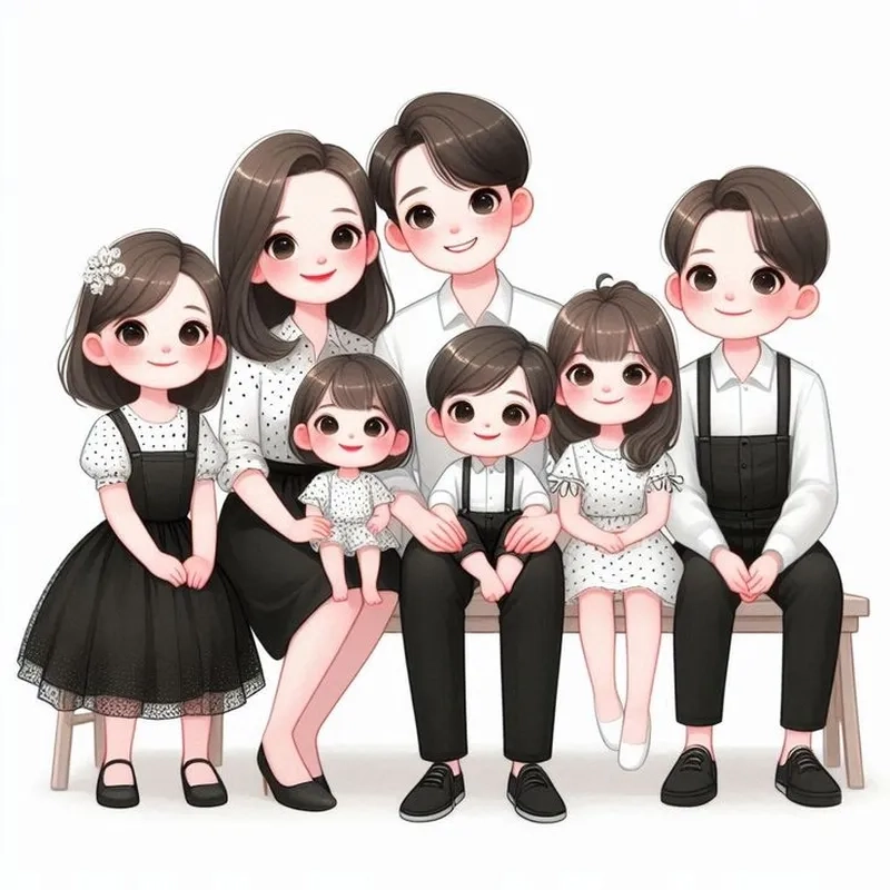 Ngắm vẽ gia đình chibi đơn giản để thư giãn sau giờ làm