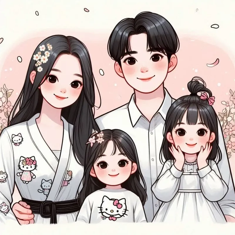 Tải ngay gia đình nhỏ chibi để làm hình nền siêu đáng yêu