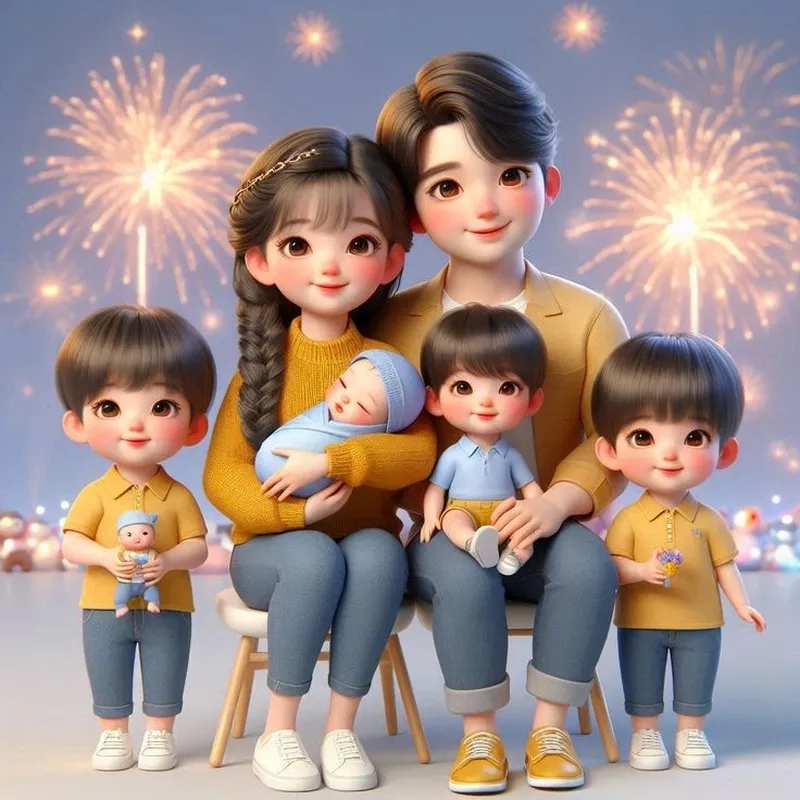 Tạo phong cách với ảnh gia đình hình chibi cho mạng xã hội