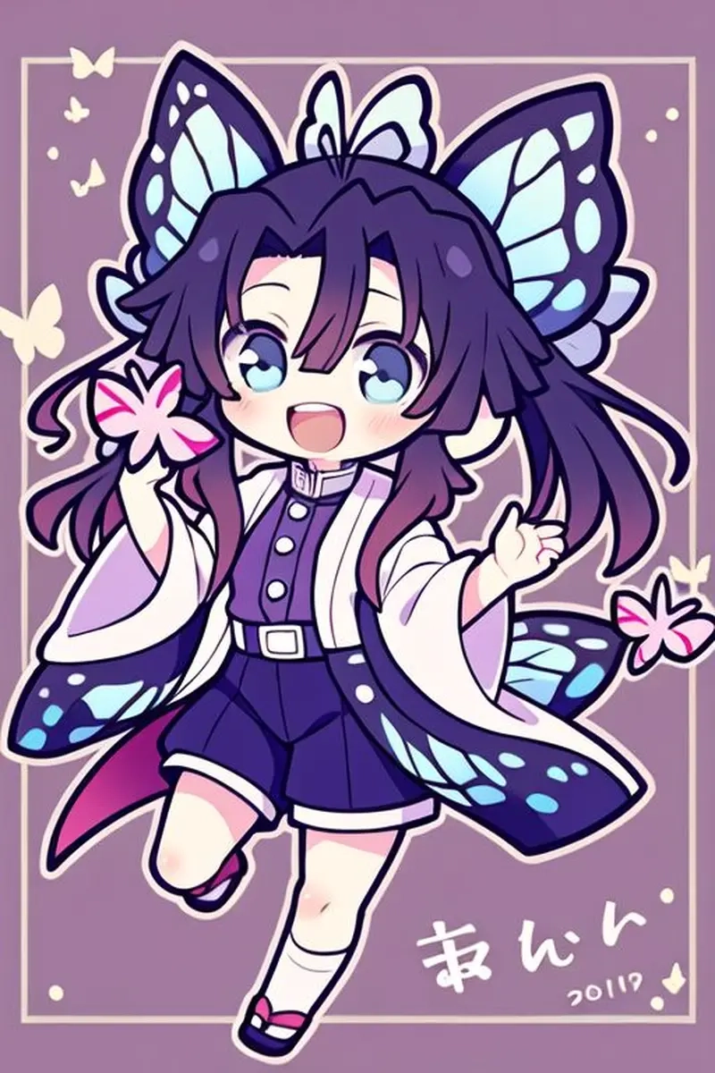 Kawaii Shinobu chibi mang phong cách ngọt ngào cho fan Kimetsu