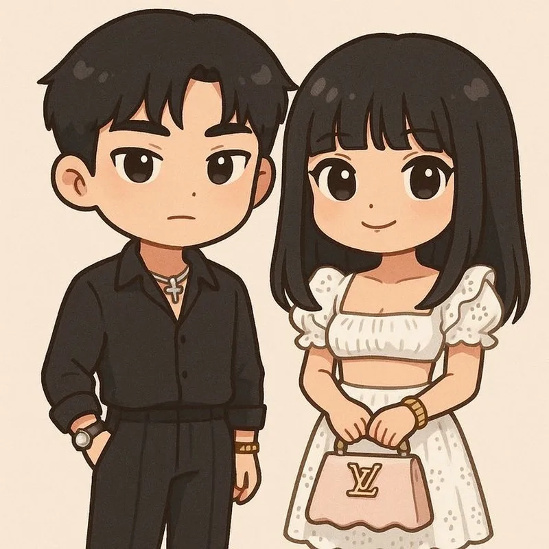 Tải ngay hình vẽ cặp đôi chibi dễ thương để làm hình nền