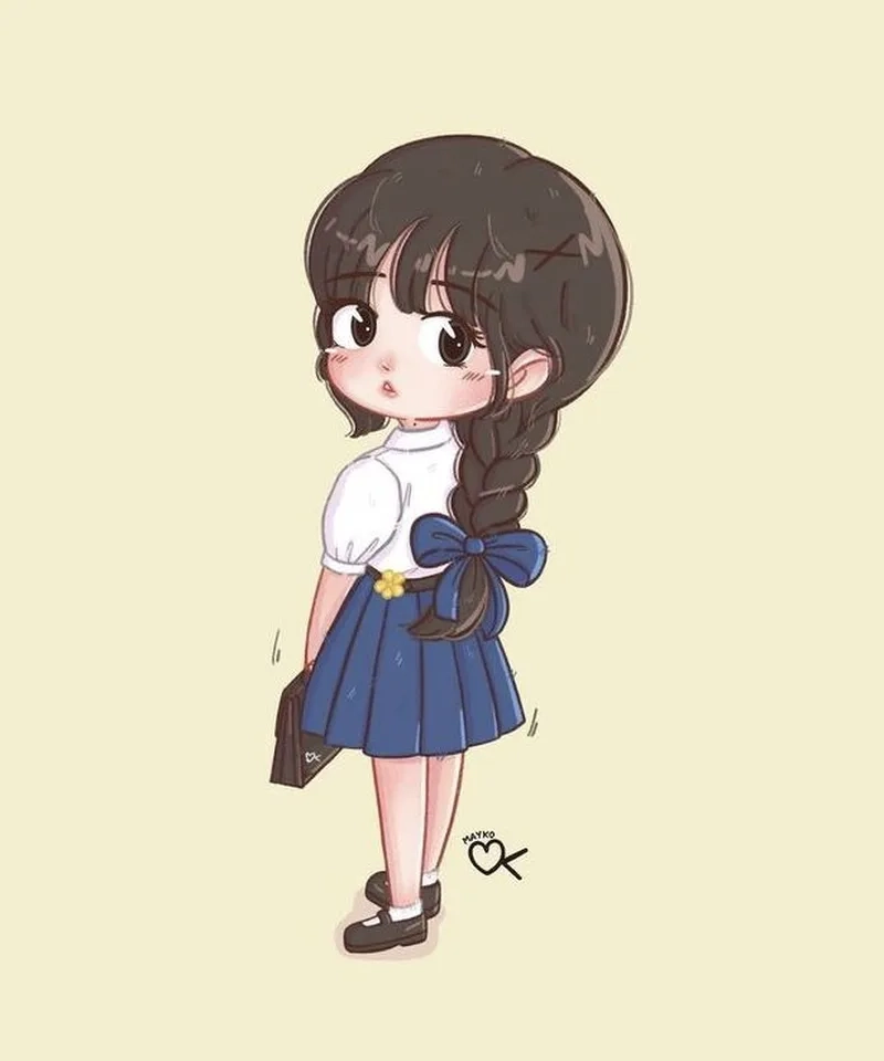 Thêm sắc màu với học sinh nữ chibi cho thiết kế sáng tạo