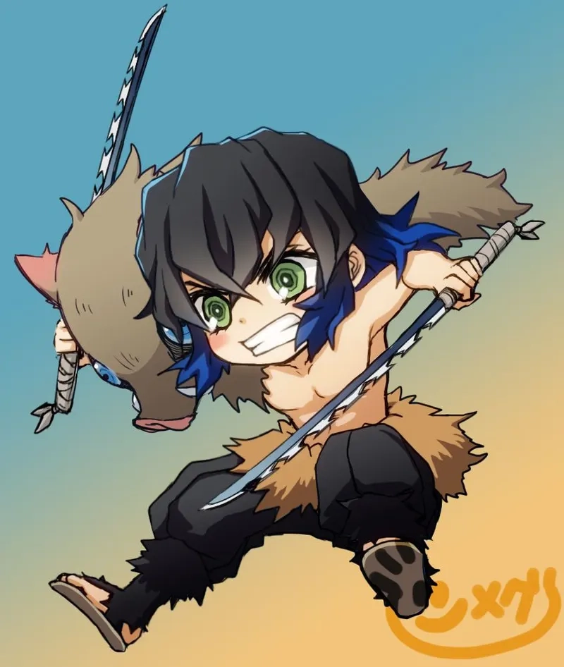 Demon Slayer Inosuke chibi siêu ngầu cho fan anime