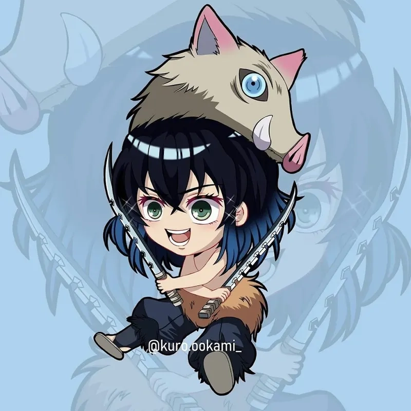 Inosuke chibi sticker làm sáng tin nhắn của bạn