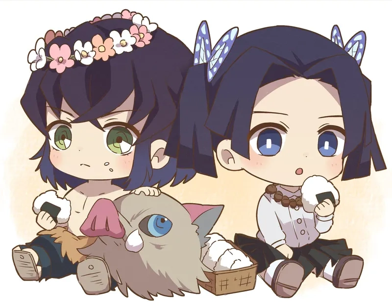 Inosuke x Aoi chibi siêu cute cho fan couple