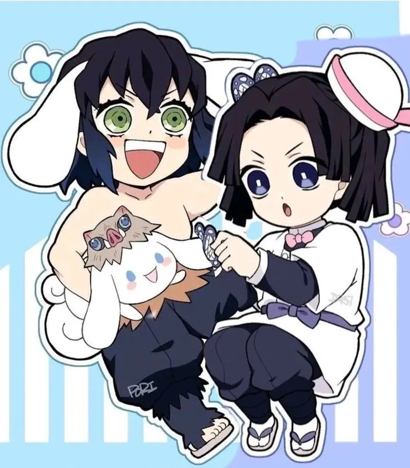 Aoi and Inosuke chibi khiến bạn cười cả ngày