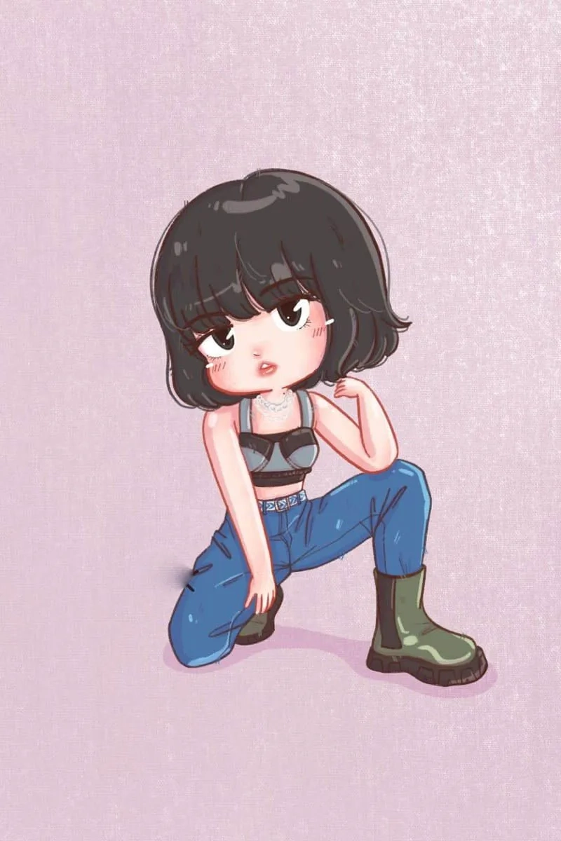 Chibi Lisa Blackpink làm hình nền cực chất