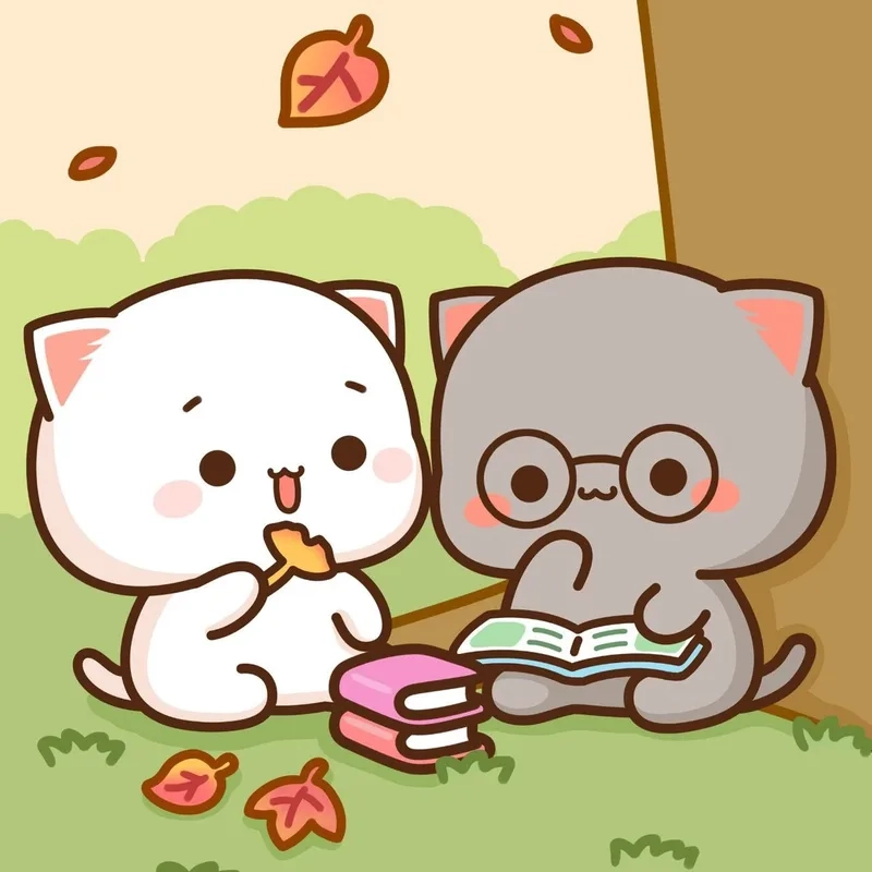 Tải ảnh cute chibi mèo làm hình nền cực xinh