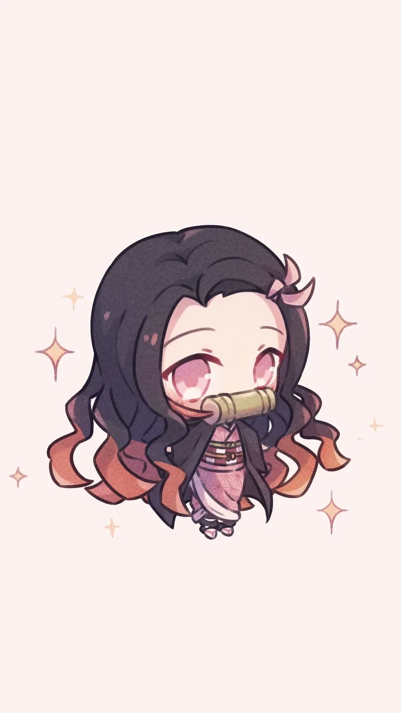 Hình nền Nezuko cute chibi làm mới màn hình điện thoại
