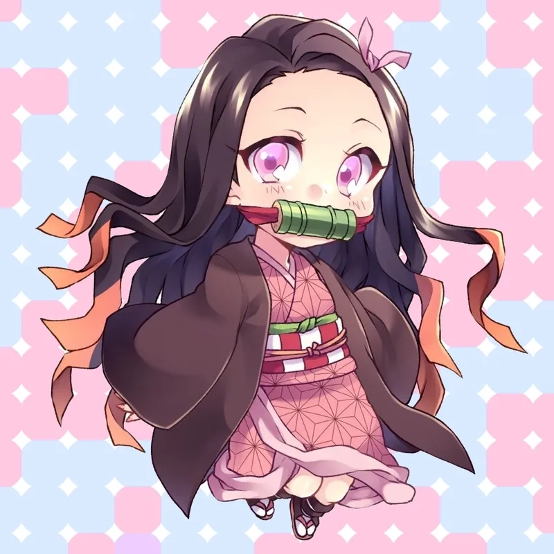 Hình Nezuko chibi cute khiến bạn cười cả ngày