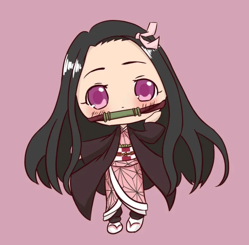 Anime kawaii Nezuko chibi mang phong cách siêu dễ thương