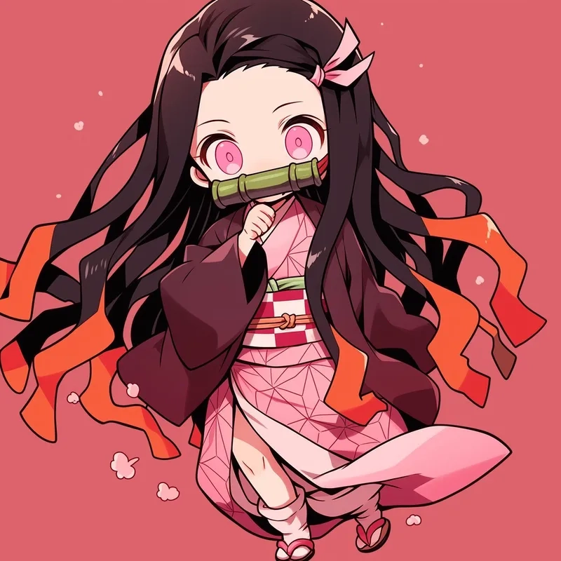 Nezuko chibi bailando mang năng lượng vui nhộn