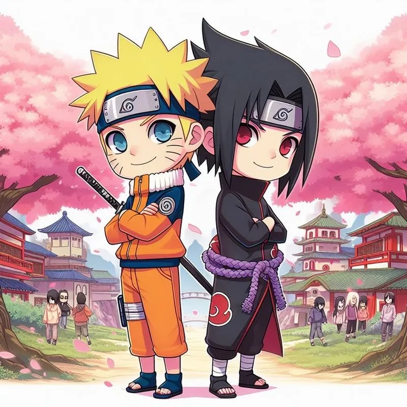 Yêu thích bộ đôi naruto x sasuke chibi trong nét vẽ cute