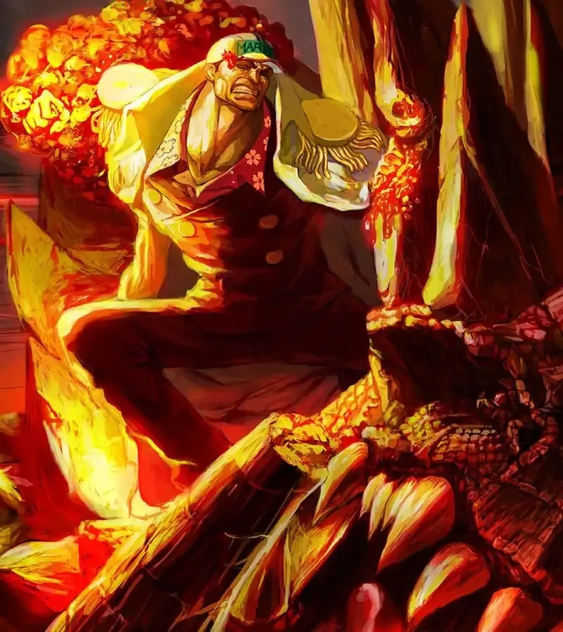 Trận chiến băng lửa one piece akainu vs aokiji