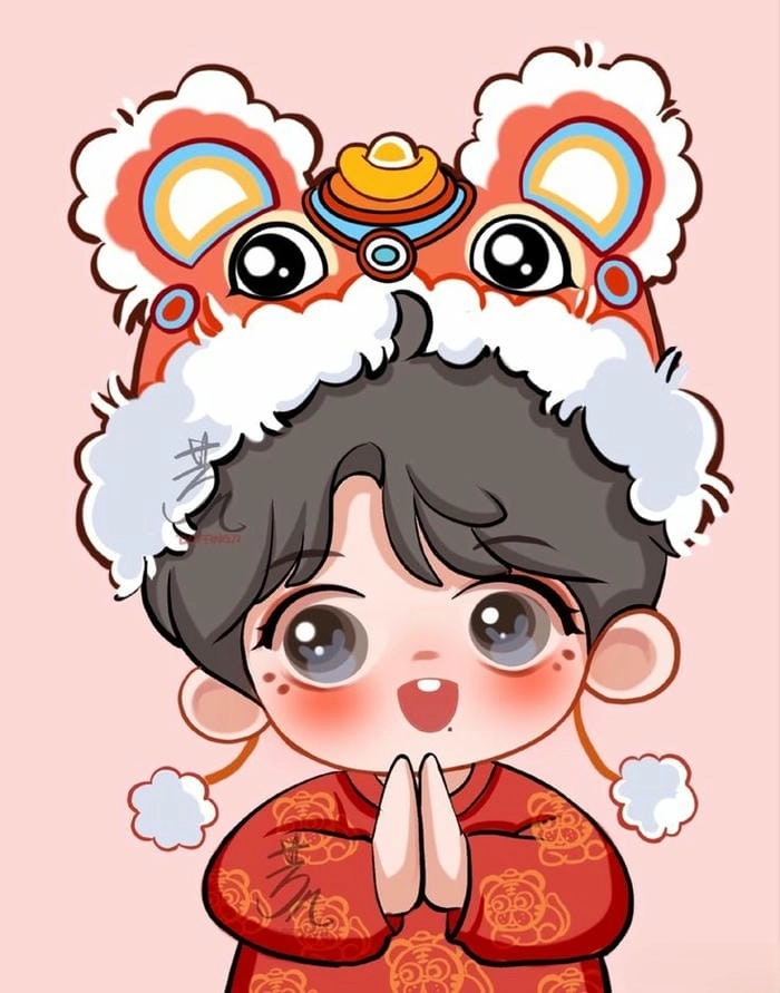 Bộ hình tết chibi độc đáo tạo hình nhân vật cute