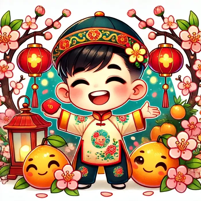 Tải ngay mẫu chibi ảnh tết cực kỳ đáng yêu