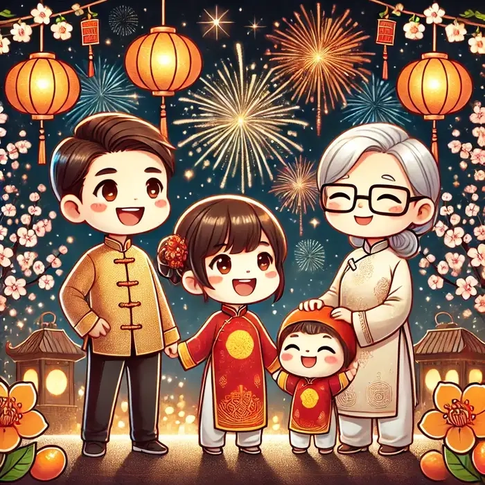 Sáng tạo cá tính với ảnh chibi tết ghép mặt