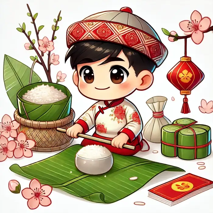 Thử ngay mẫu chibi ghép mặt tết siêu hài hước