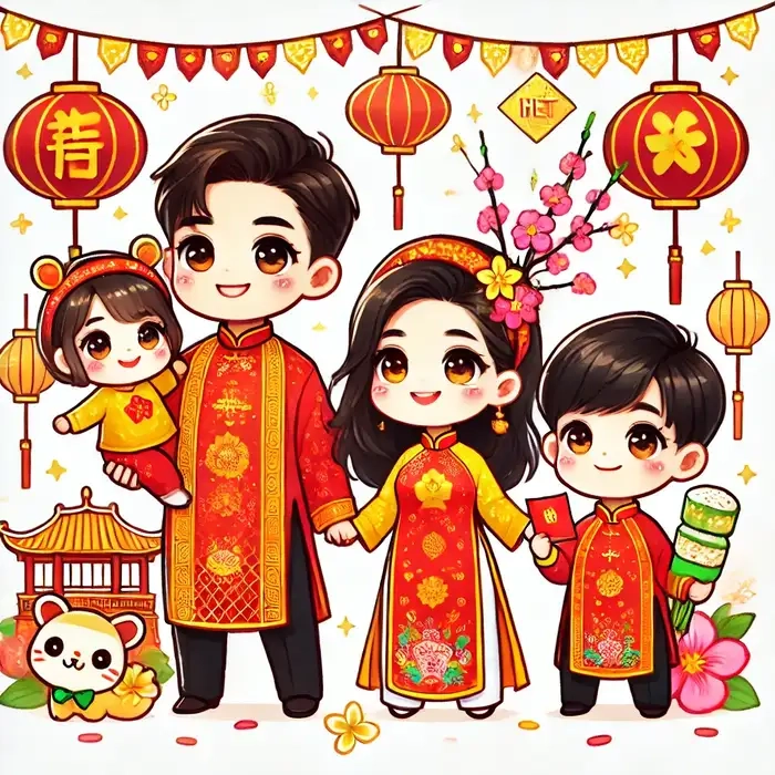 Tạo bất ngờ cho bé với chibi ghép mặt cho bé tết