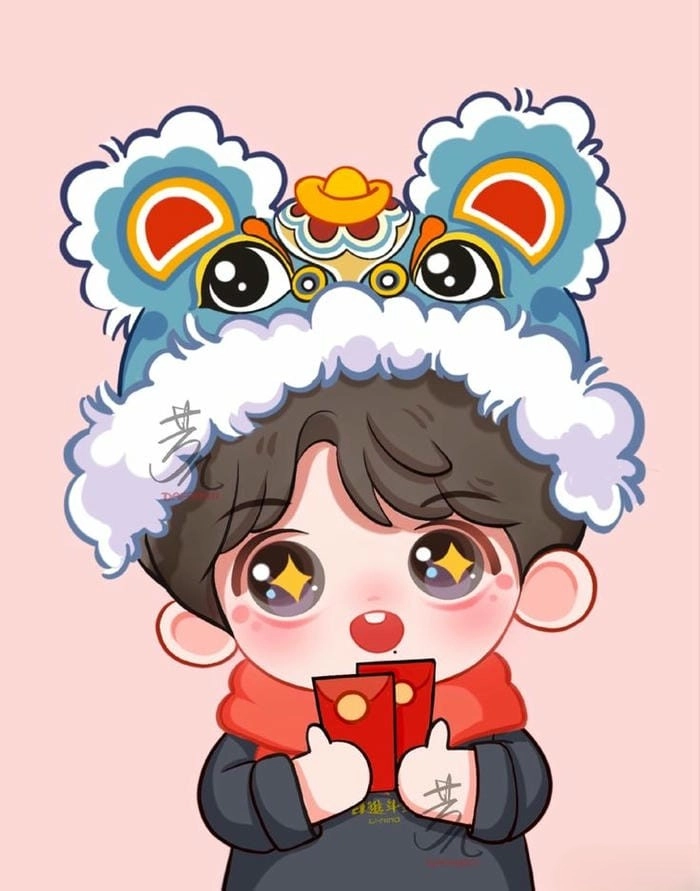 Tạo hiệu ứng hài hước với hình chibi ghép mặt tết