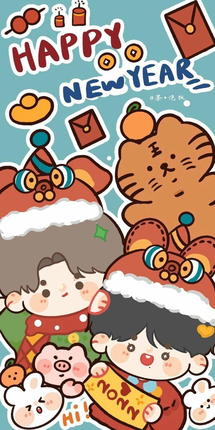 Hòa mình vào xuân cùng hình chibi ngày tết