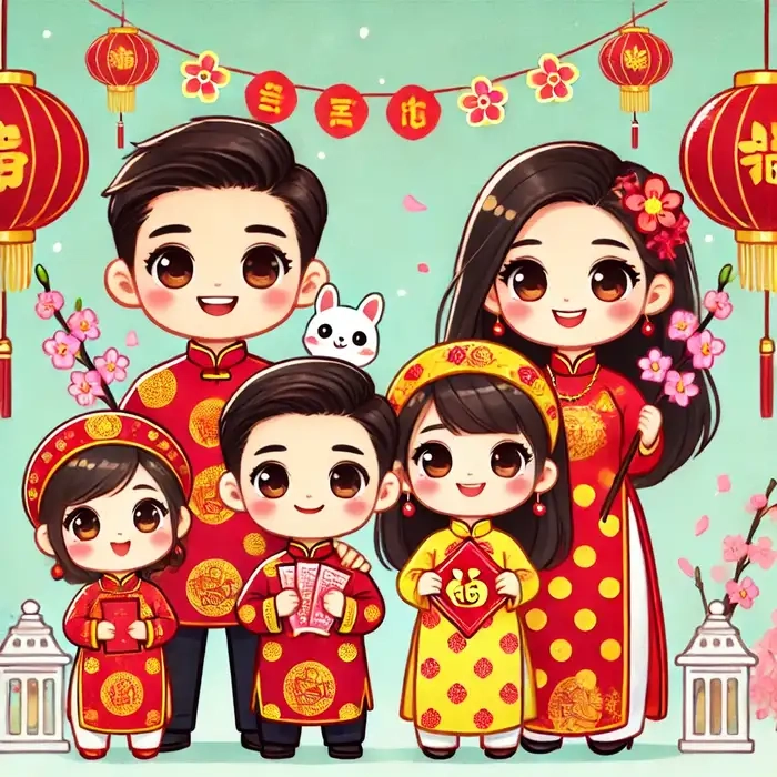 Cùng bé vui tết qua hình chibi tết cho bé cực yêu