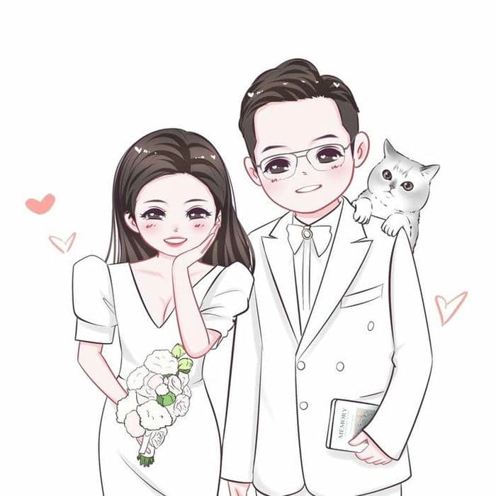 Bộ ảnh cô dâu chú rể chibi xinh xắn