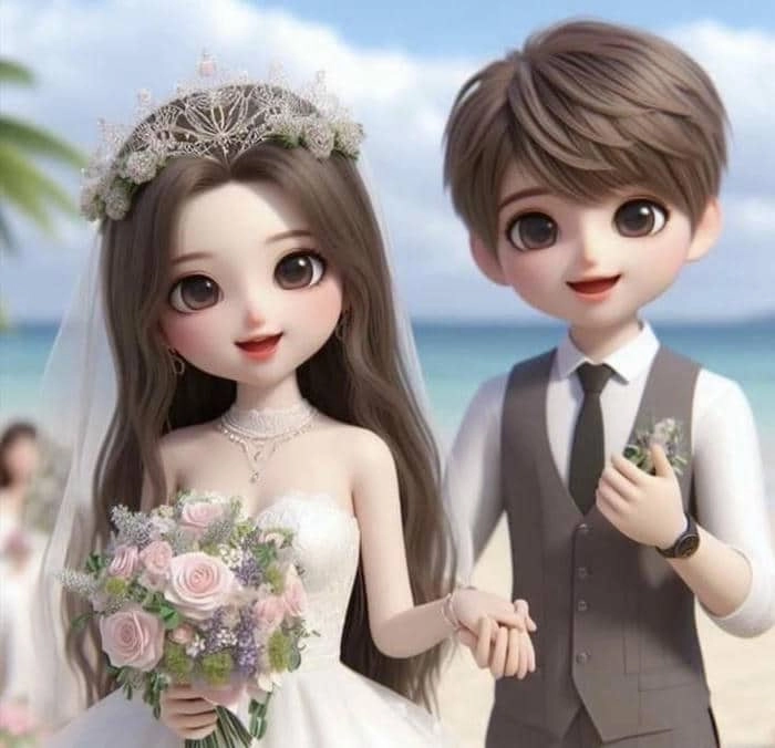 Tải file cô dâu chú rể chibi png dễ dùng