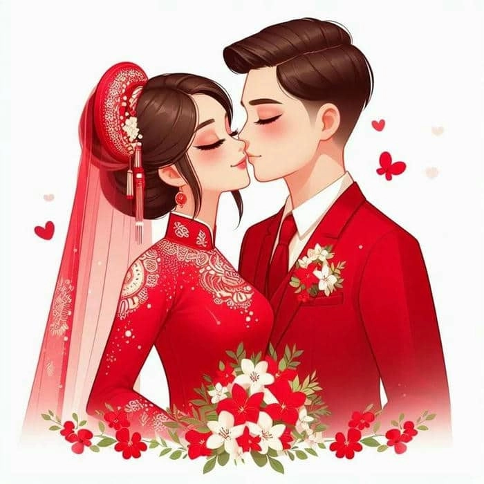 Ngắm hình cô dâu chú rể hoạt hình dễ thương