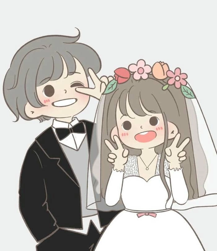 Cách ghép ảnh cô dâu chú rể chibi đơn giản