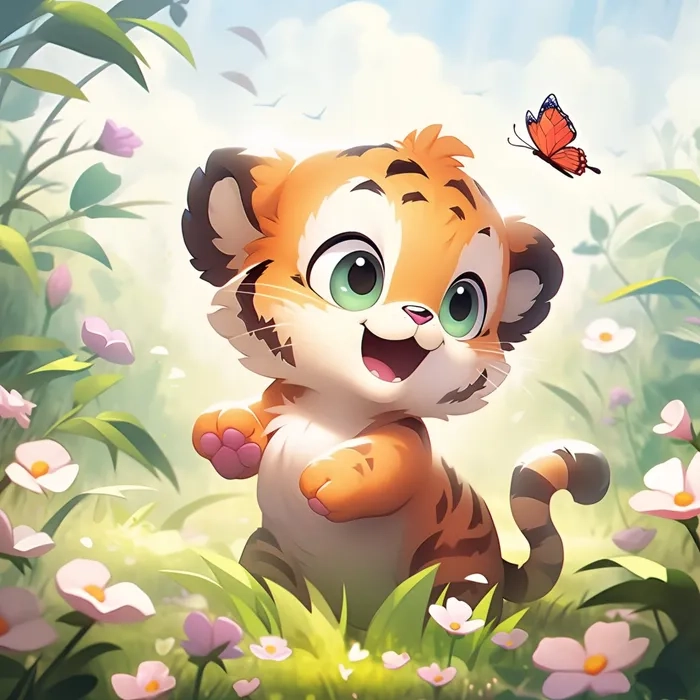 Tải full HD hình nền con hổ chibi miễn phí